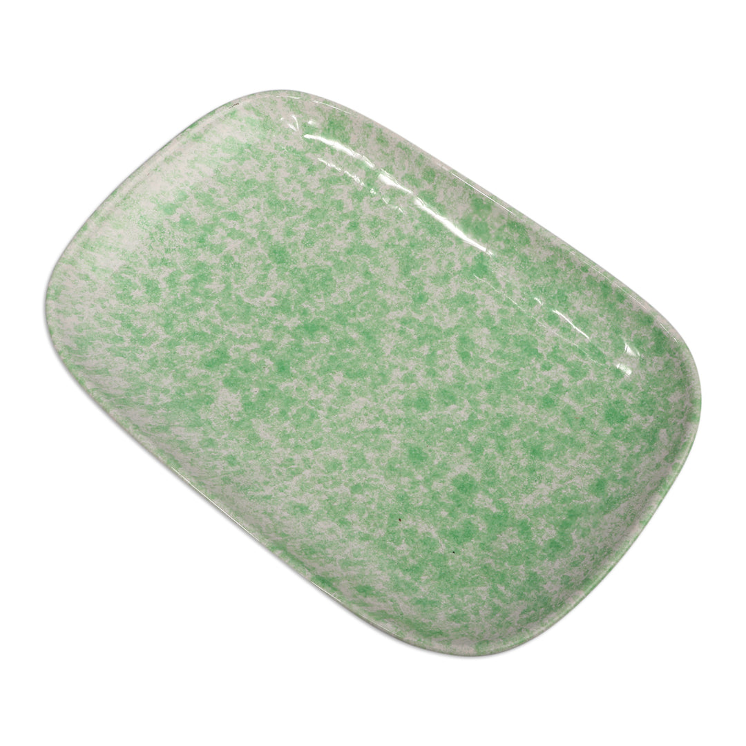 Glazed Oblong-Shaped Mint Green Ceramic Plate from Armenia - Mint Auras