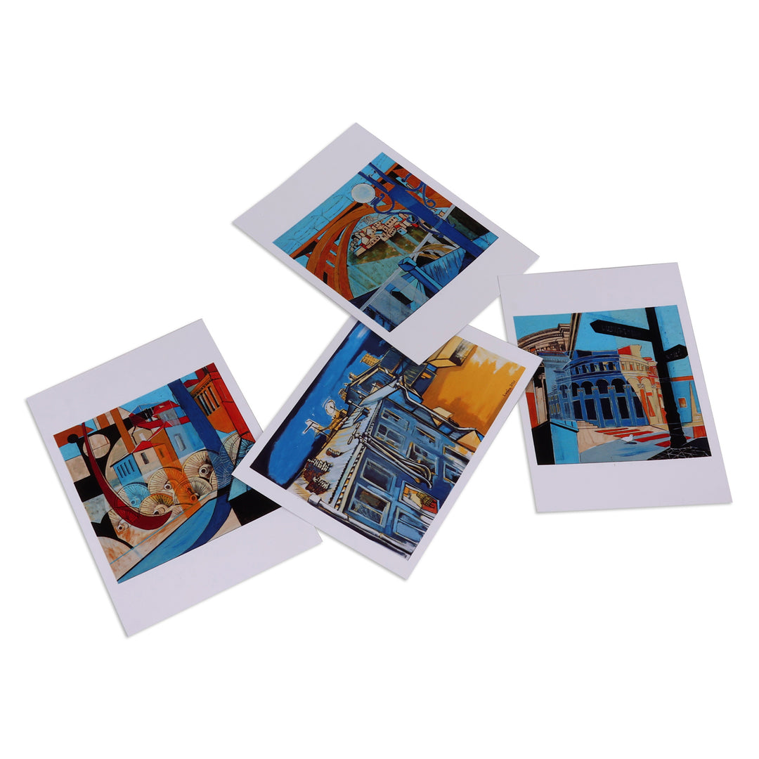 Printed 4-Piece Paper Cityscape Photograph Postcard Set - Yerevan Scenes