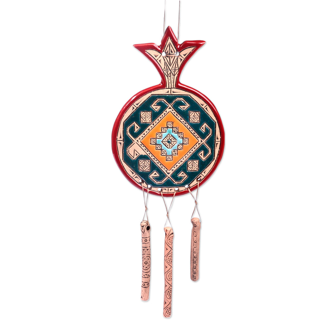 Traditional Red and Teal Ceramic Pomegranate Wall Decor - Artsakh Fortune
