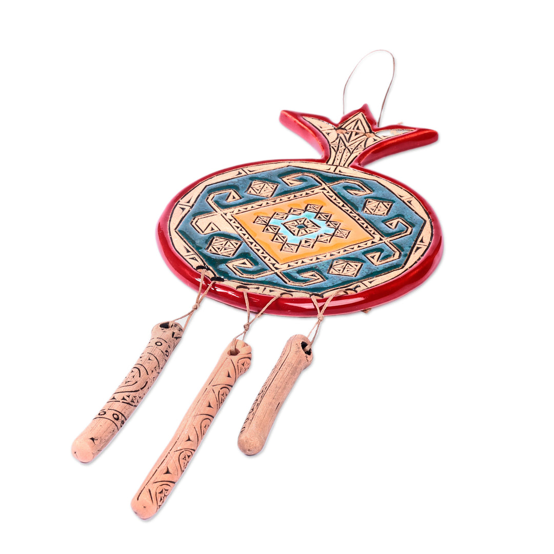 Traditional Red and Teal Ceramic Pomegranate Wall Decor - Artsakh Fortune