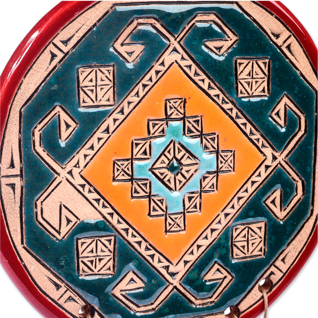 Traditional Red and Teal Ceramic Pomegranate Wall Decor - Artsakh Fortune