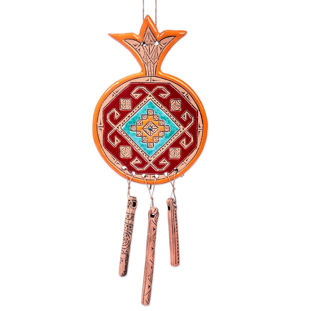 Traditional Red and Yellow Ceramic Pomegranate Wall Decor - Artsakh Amulet