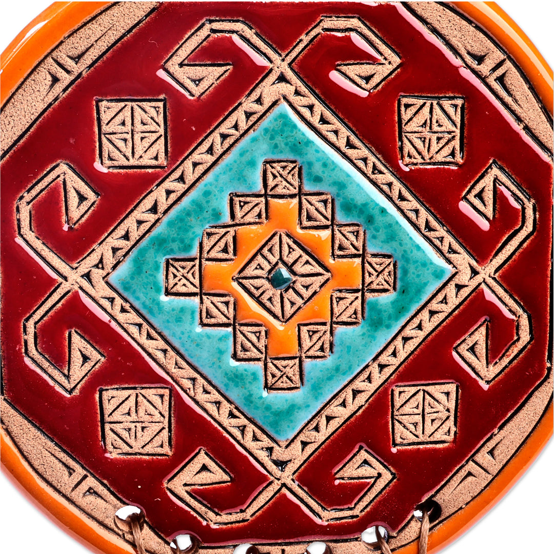 Traditional Red and Yellow Ceramic Pomegranate Wall Decor - Artsakh Amulet