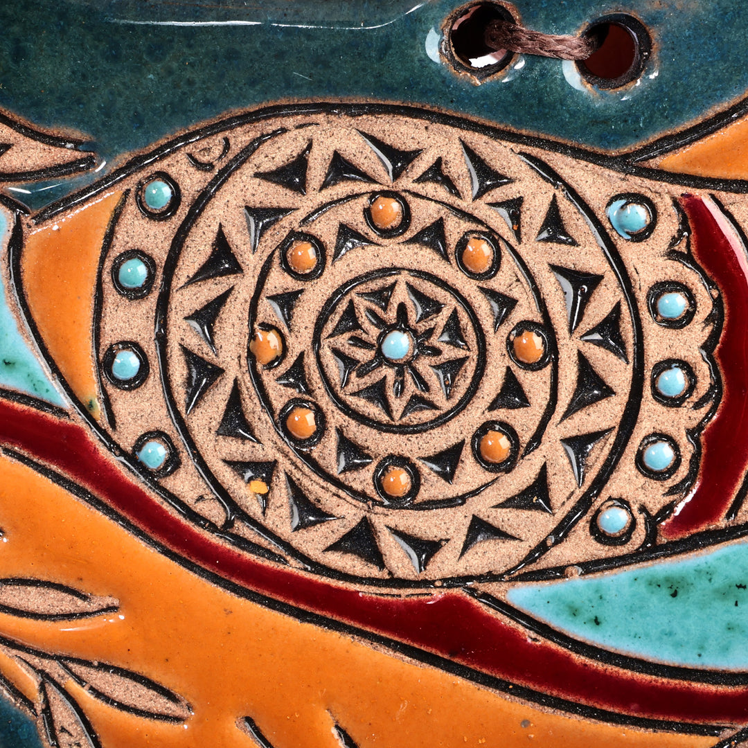 Traditional Pigeon-Themed Teal Ceramic Daghghan Wall Decor - Peaceful Pigeon