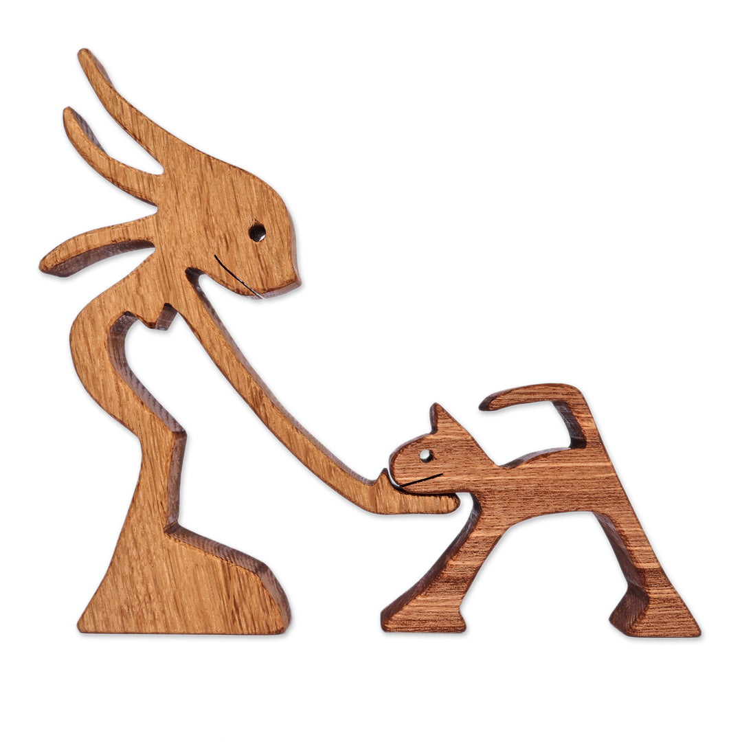 Inspirational Animal Lover 2-Piece Beech Wood Sculpture - Caress of Friendship