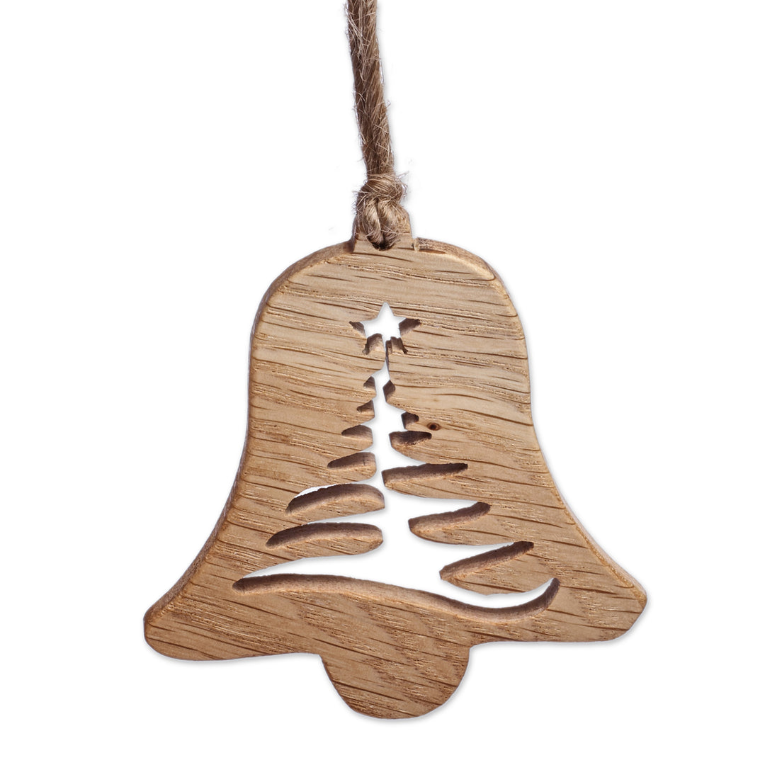 4-Piece Bell-Shaped Beech Wood Fir Ornament Set from Armenia - Fir Melodies