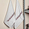 Arrow-Themed Burgundy and Beige Cotton Tea Towels (Pair) - Burgundy Saga