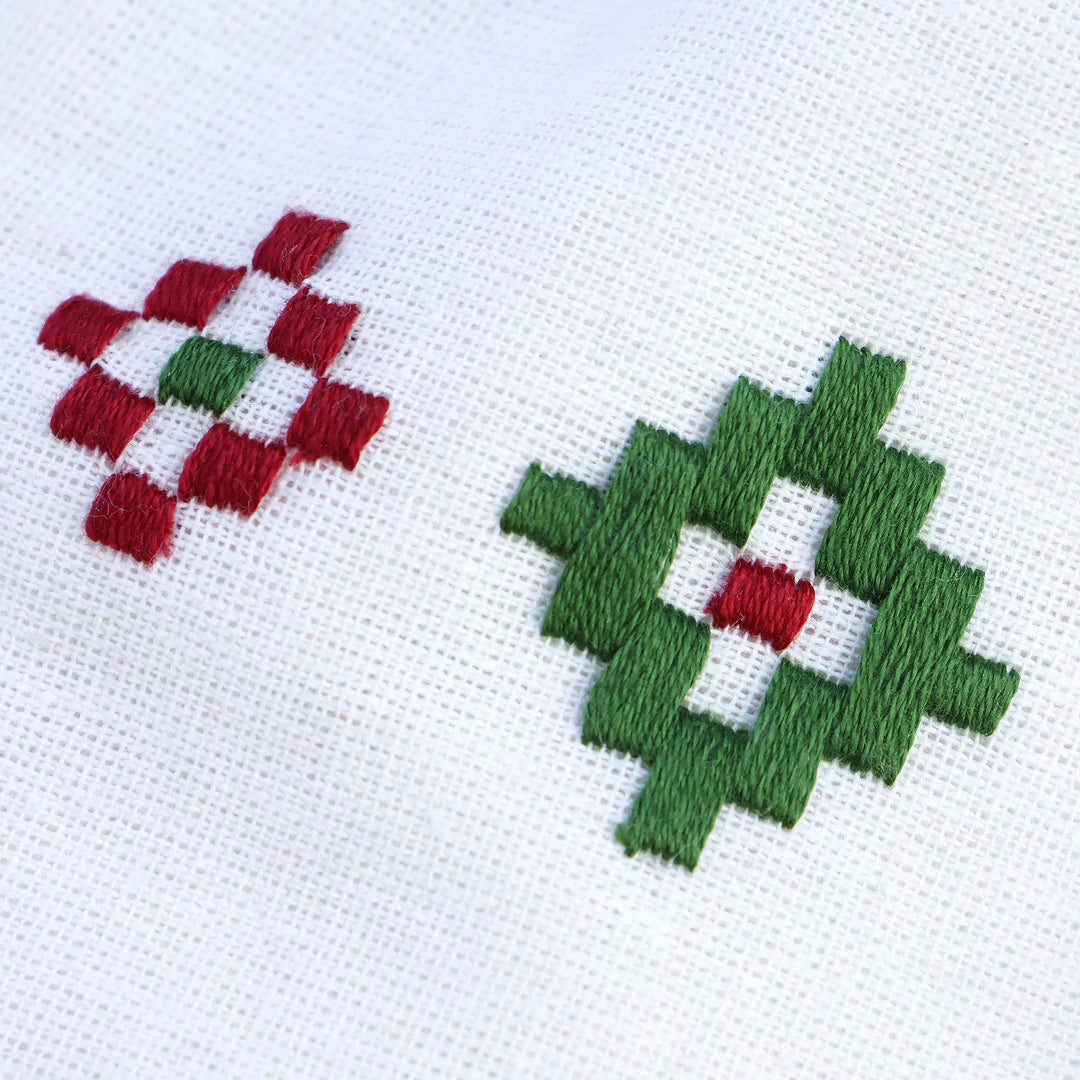 Set of 2 Embroidered Cotton Pouches from Armenia - Merlot Fields