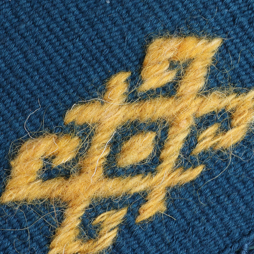 2 Handwoven Blue Cotton Coasters with Hand-Embroidered Motif - Traditions in Blue