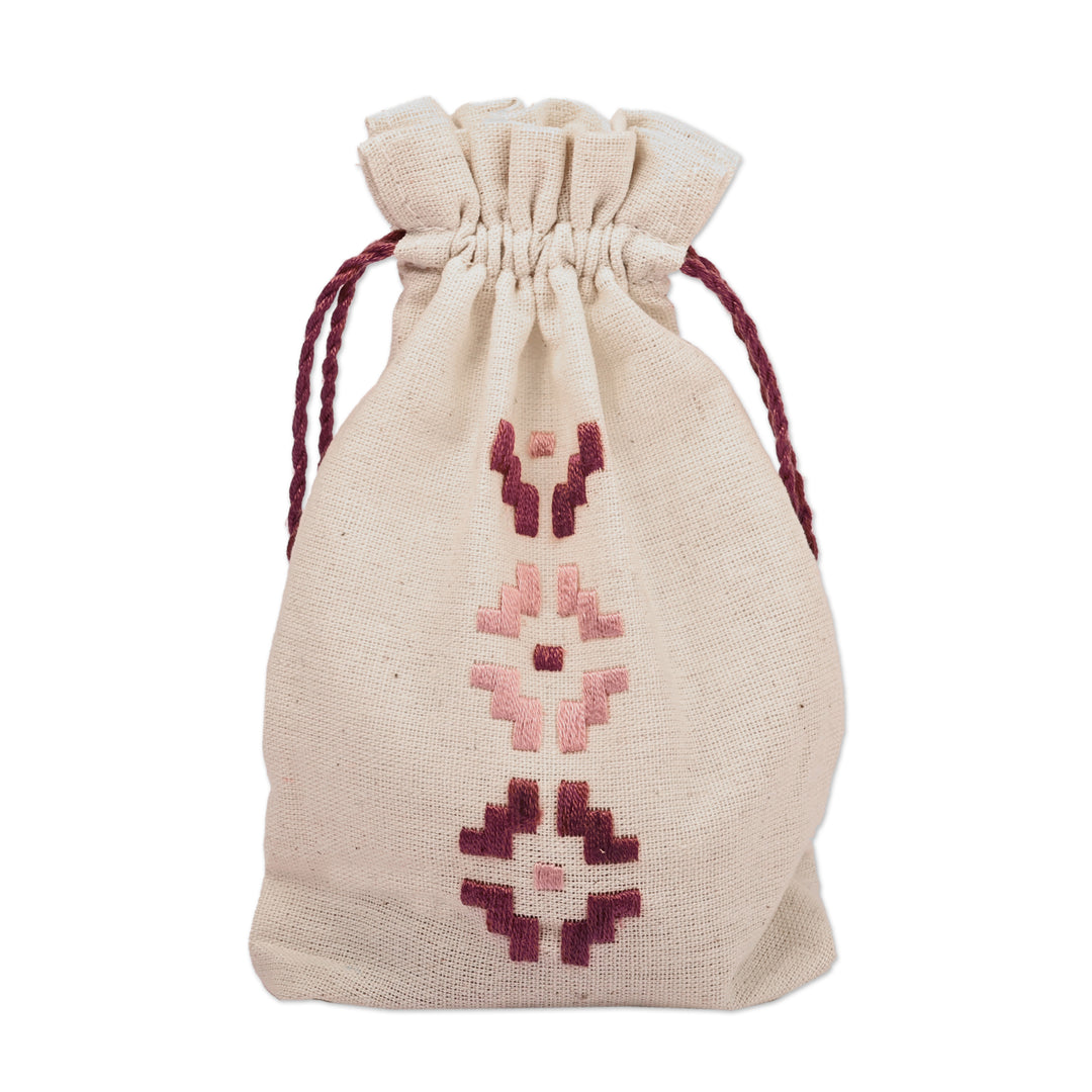 Embroidered Cotton Pouch from Armenia - Rose