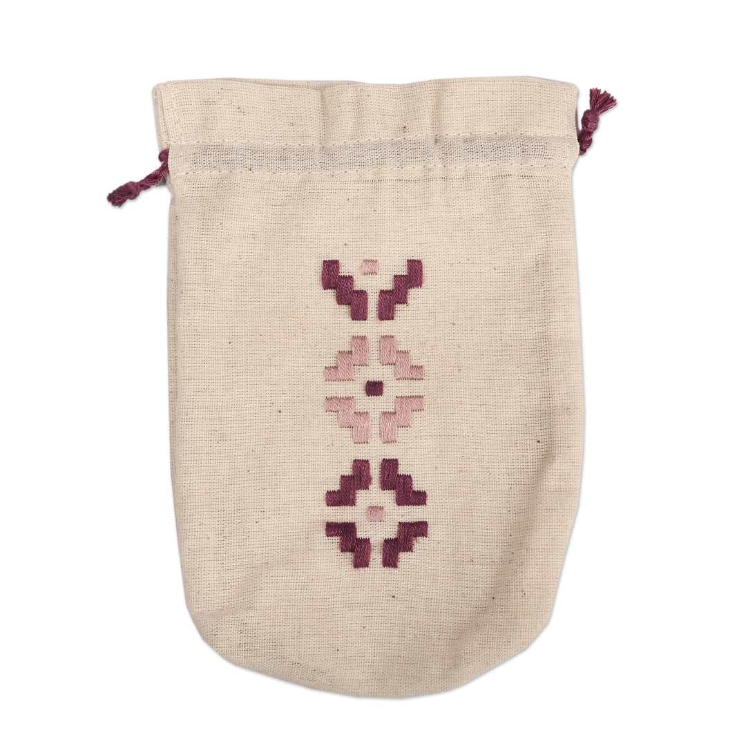 Embroidered Cotton Pouch from Armenia - Rose