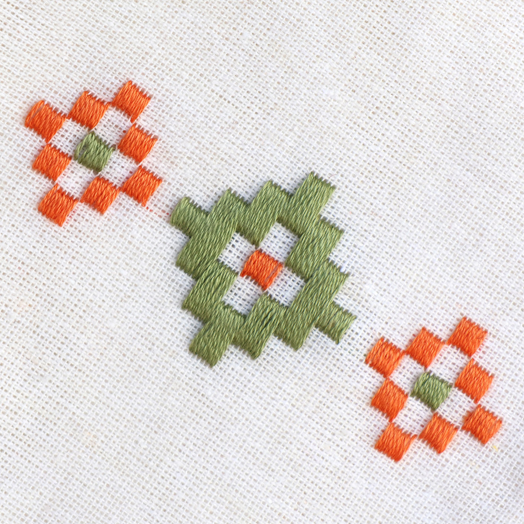 Set of 2 Embroidered Cotton Pouches from Armenia - Spring Mist