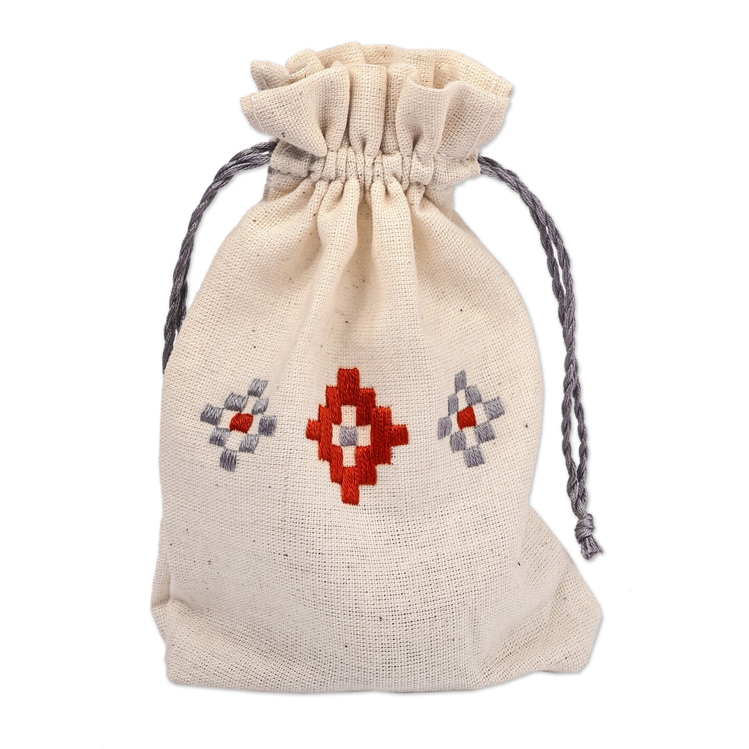 Embroidered cotton gift pouch from Armenia - Indigo and Spice