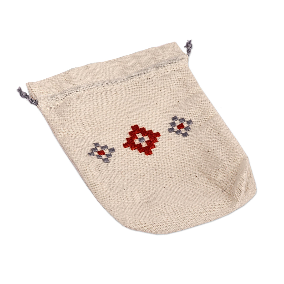 Embroidered cotton gift pouch from Armenia - Indigo and Spice