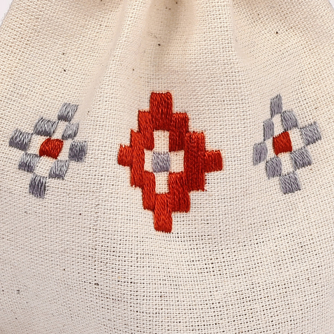 Embroidered cotton gift pouch from Armenia - Indigo and Spice