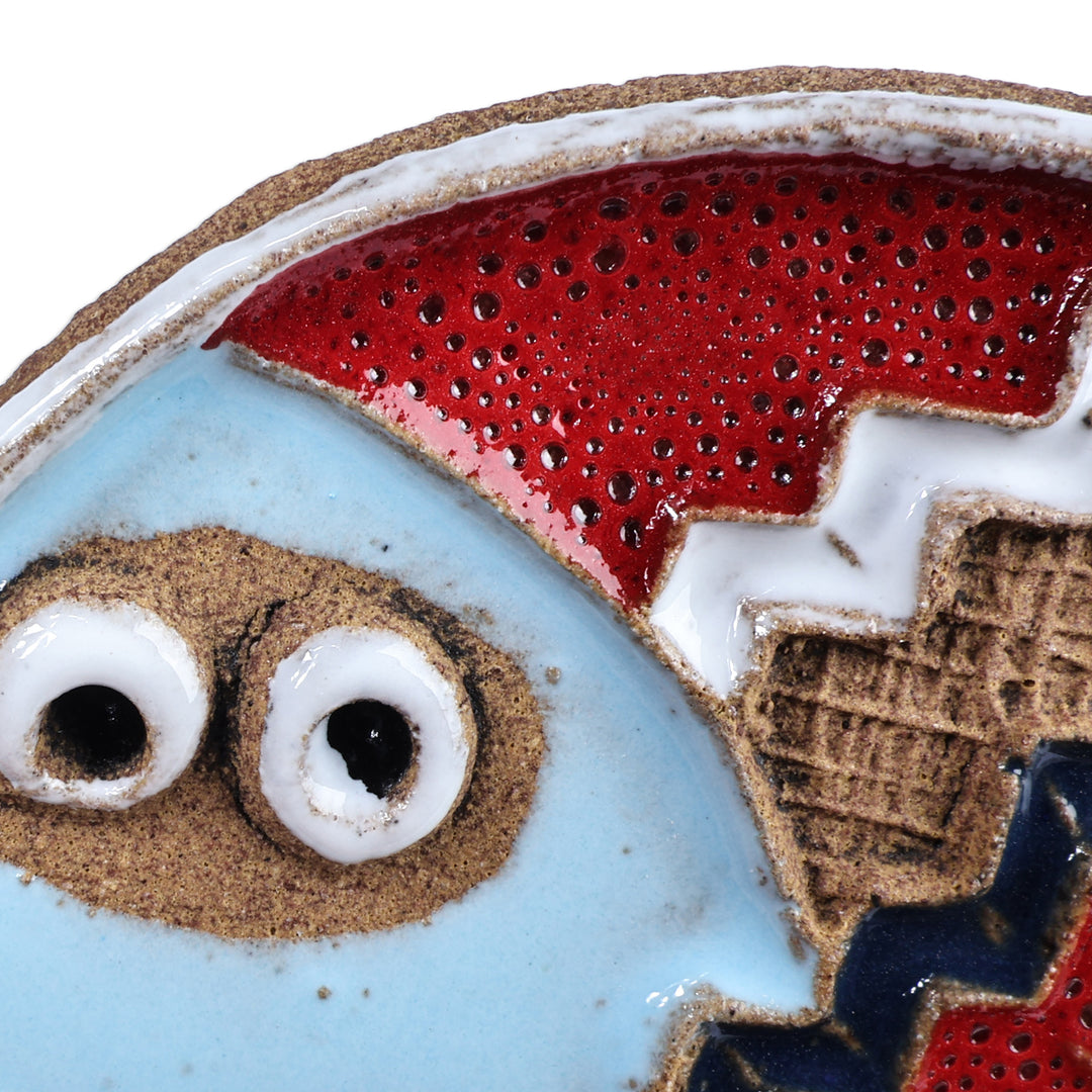 Hand-Painted Fish Ceramic Magnet with Armenian Motifs - Friendly Fish