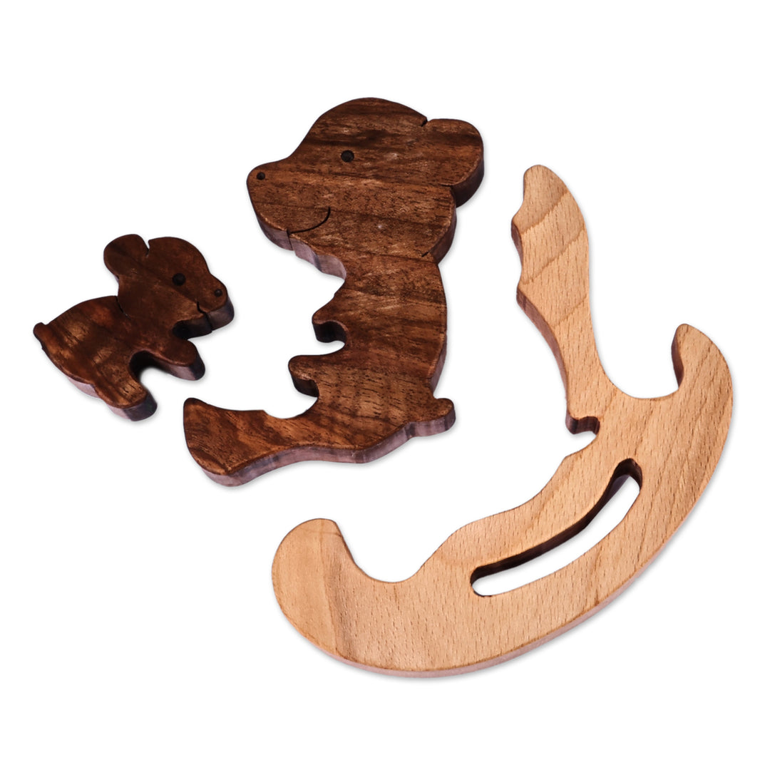 Bear-Shaped 3-Piece Wood Puzzle Sculpture Made in Armenia - Nesting Bears