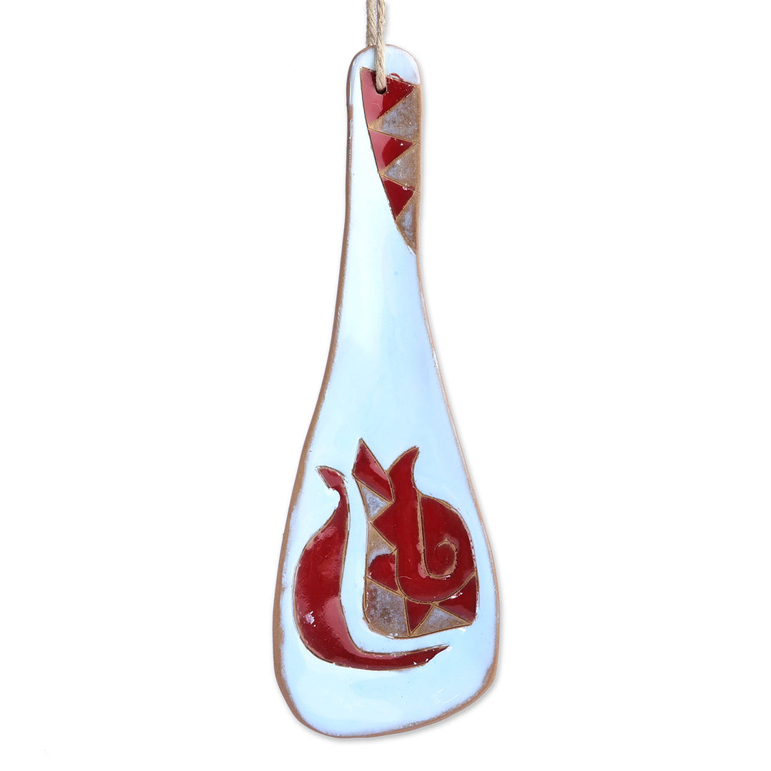 Pomegranate-Themed Painted Blue Ceramic Spoon Rest - Romance Flavors in Blue