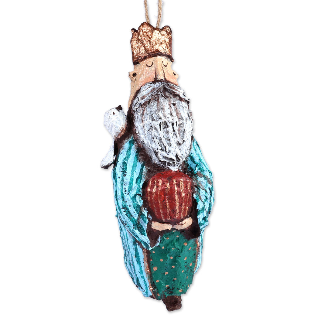 Hand-Painted Papier Mache Wise King Ornament from Armenia - A Wise King