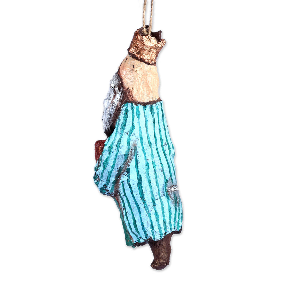Hand-Painted Papier Mache Wise King Ornament from Armenia - A Wise King