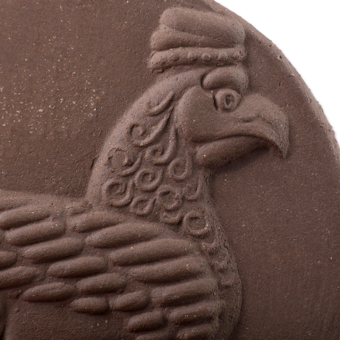 Round Brown Ceramic Urartian Griffon Magnet Made in Armenia - Griffon Legacy