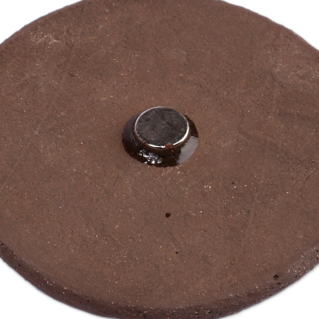 Round Brown Ceramic Urartian Griffon Magnet Made in Armenia - Griffon Legacy