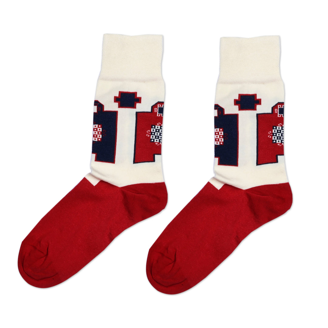Cotton Blend Socks with Traditional Armenian Patterns - Yerevan Patterns