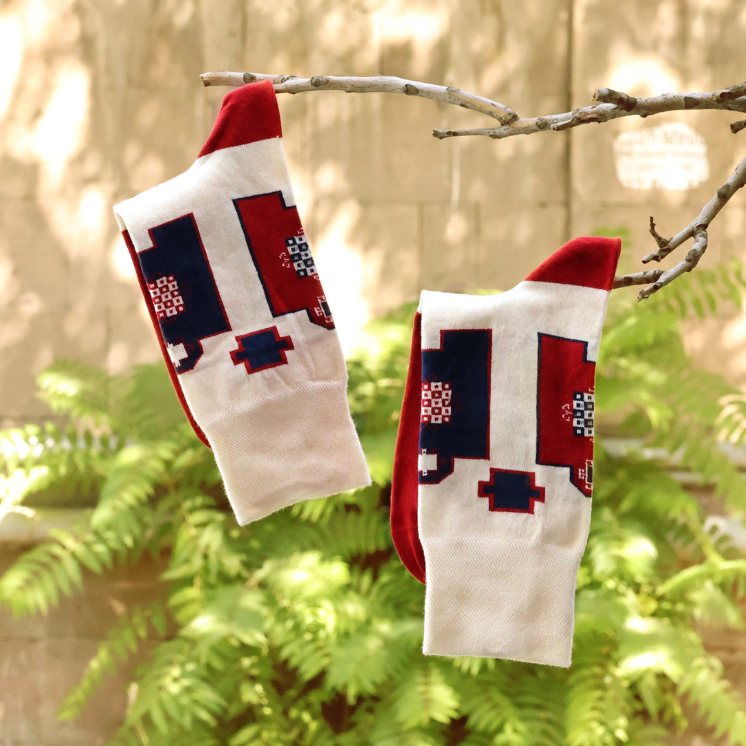 Cotton Blend Socks with Traditional Armenian Patterns - Yerevan Patterns
