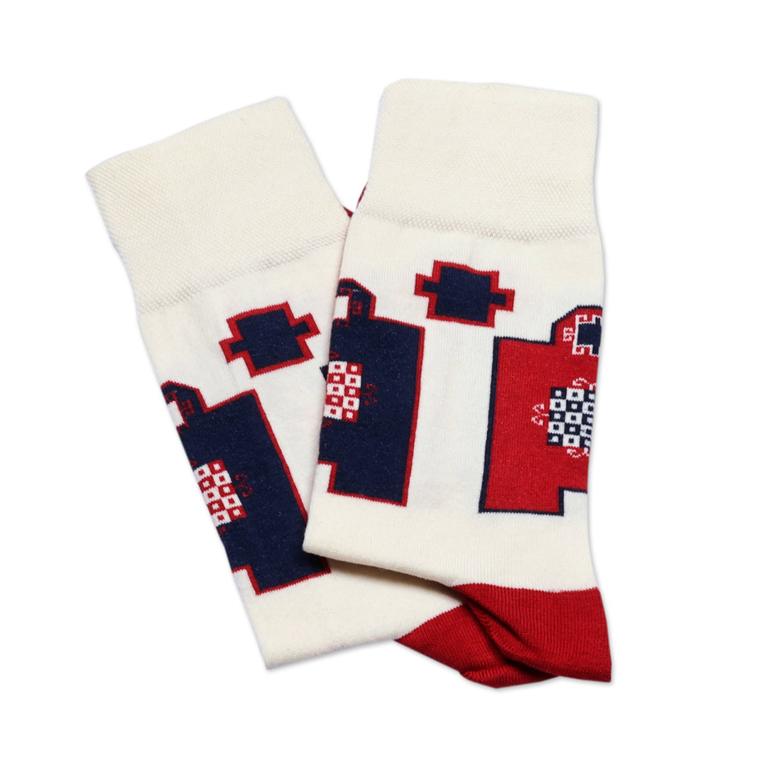 Cotton Blend Socks with Traditional Armenian Patterns - Yerevan Patterns