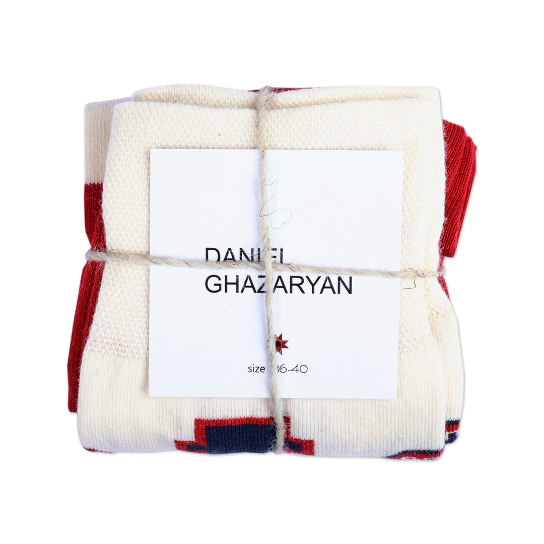 Cotton Blend Socks with Traditional Armenian Patterns - Yerevan Patterns