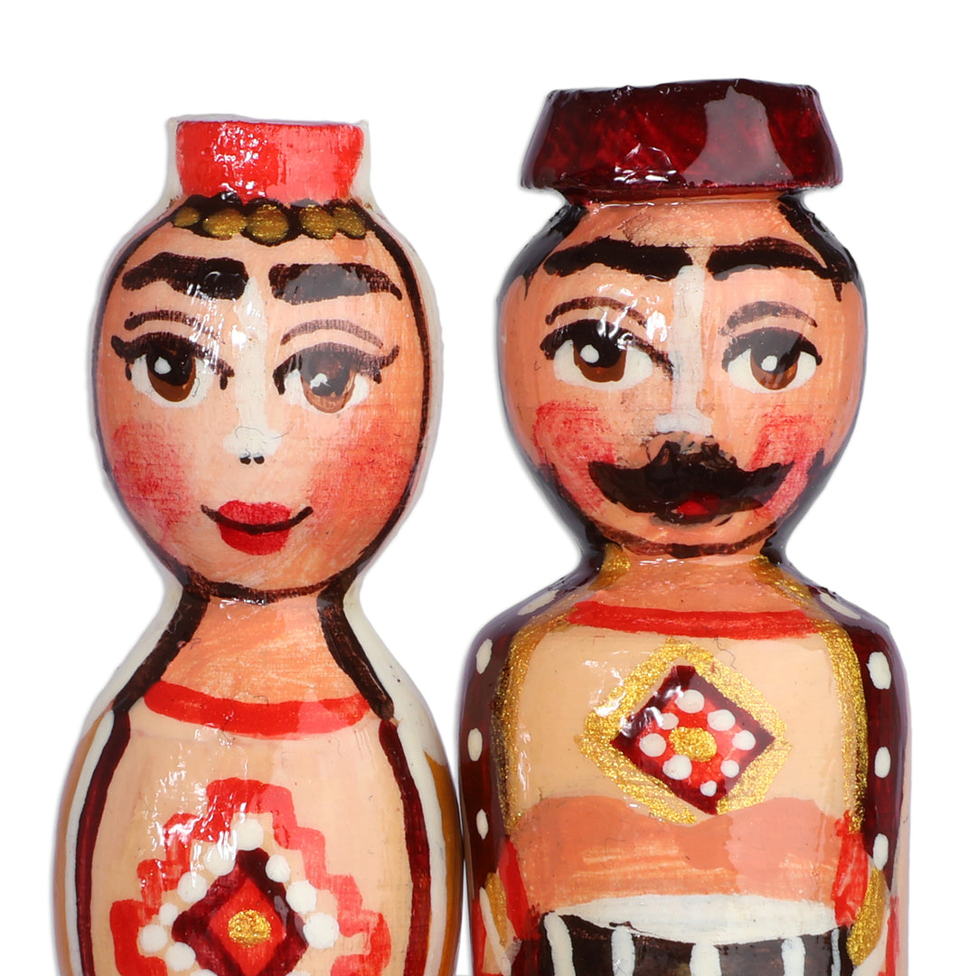 Classic Set of 2 Music-Themed Taraz Wood Magnets in Yellow - Dhol Commitment