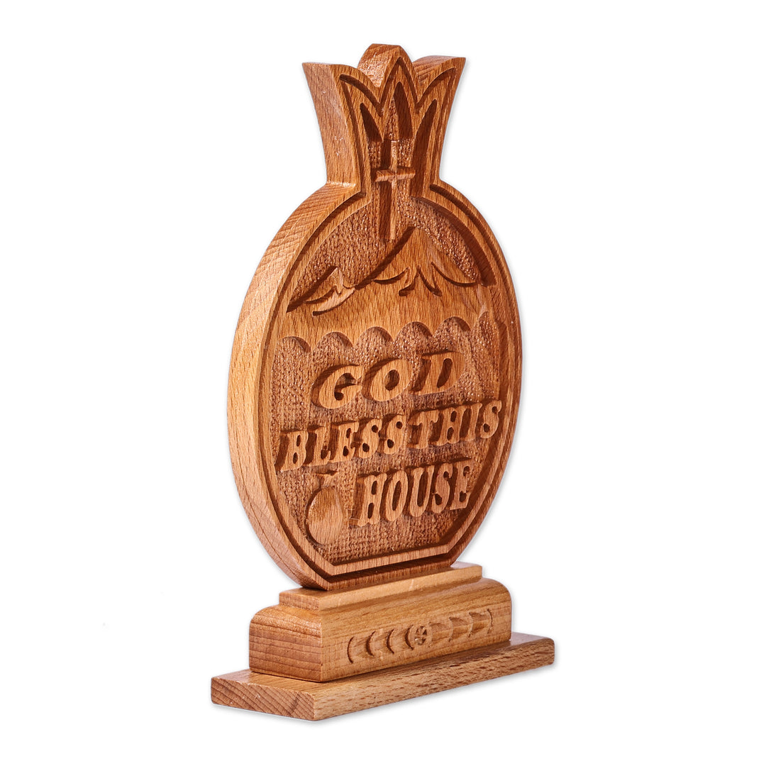 Inspirational Pomegranate-Shaped Beechwood Decorative Accent - Omens and Greetings