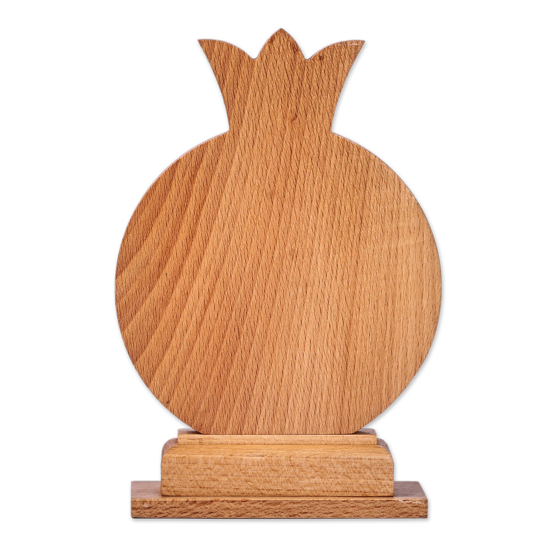 Inspirational Pomegranate-Shaped Beechwood Decorative Accent - Omens and Greetings