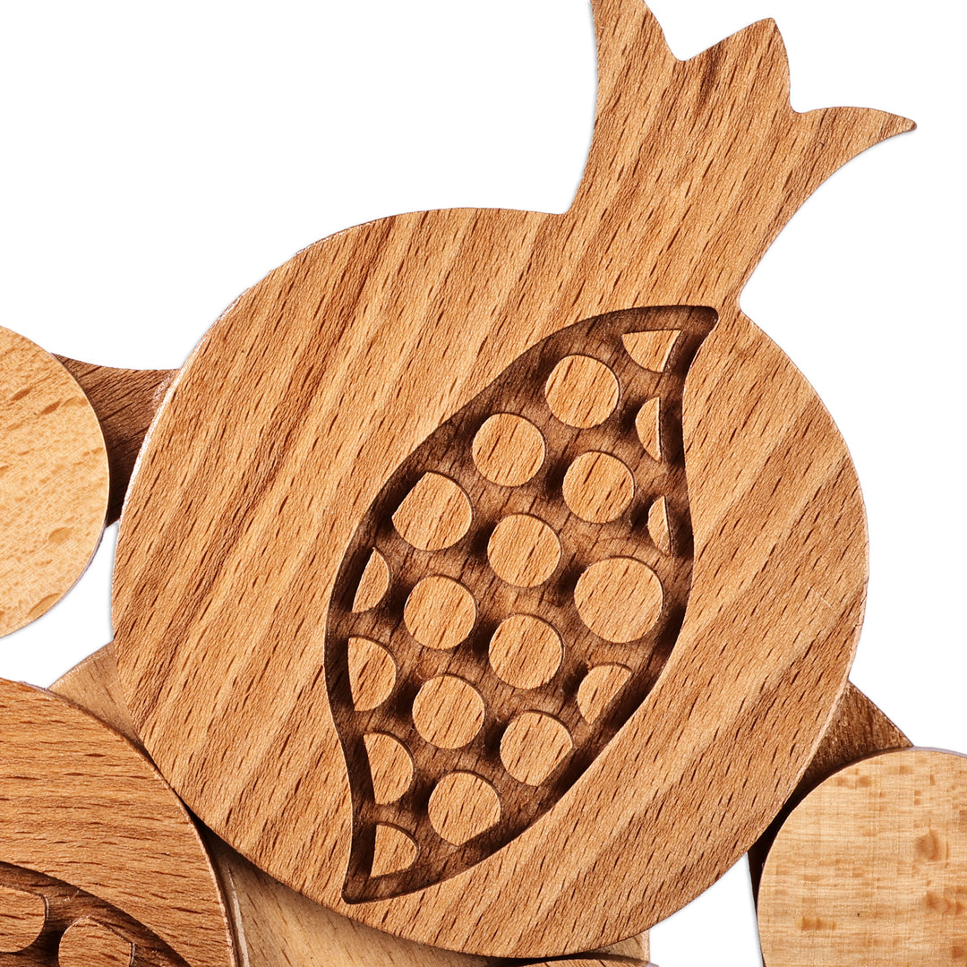Pomegranate-Shaped Hand-Carved Beechwood Trivet - Pomegranate Sensations