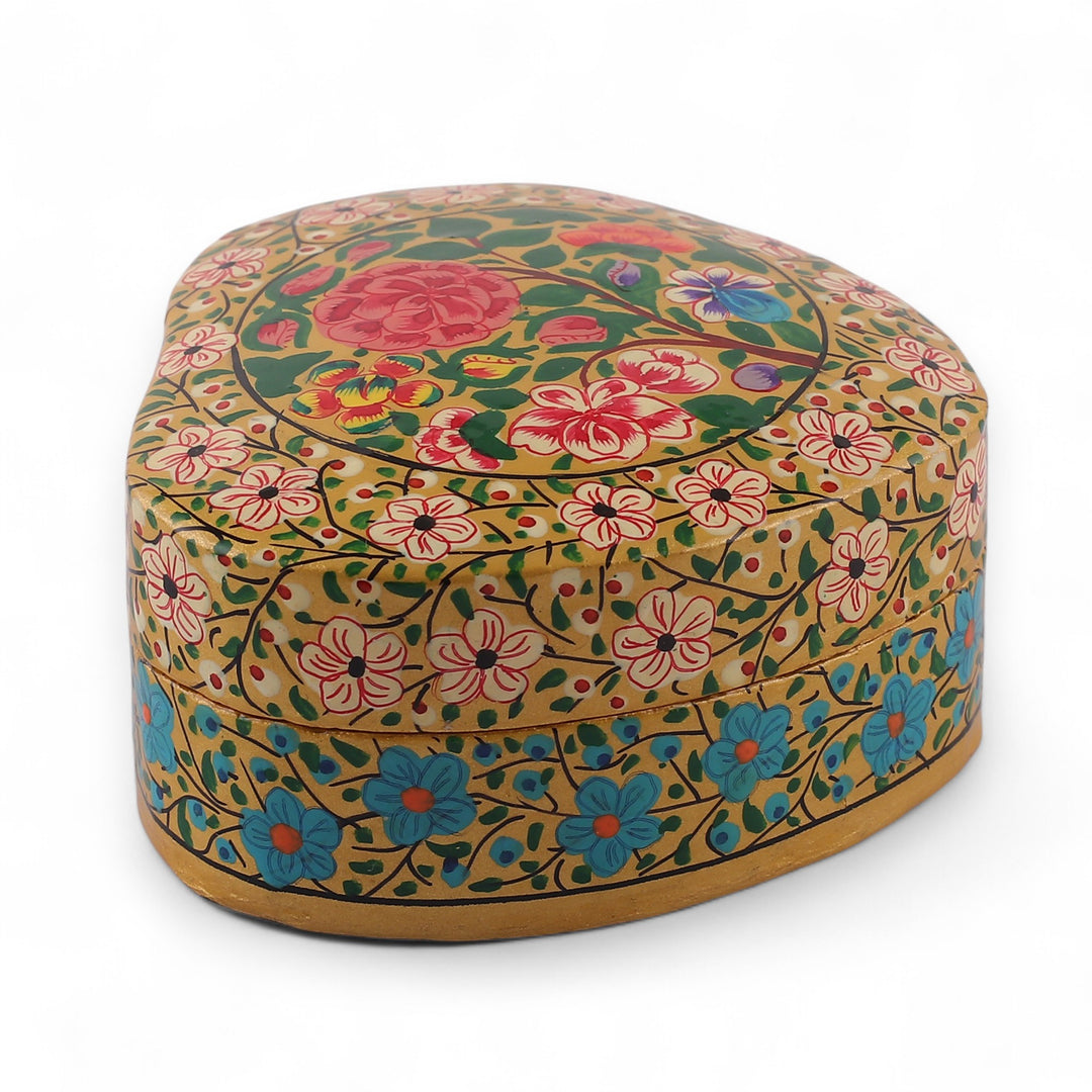 Romantic Spring-Themed Papier Mache Heart Decorative Box - The Romantic Spring