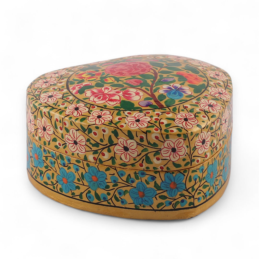 Romantic Spring-Themed Papier Mache Heart Decorative Box - The Romantic Spring