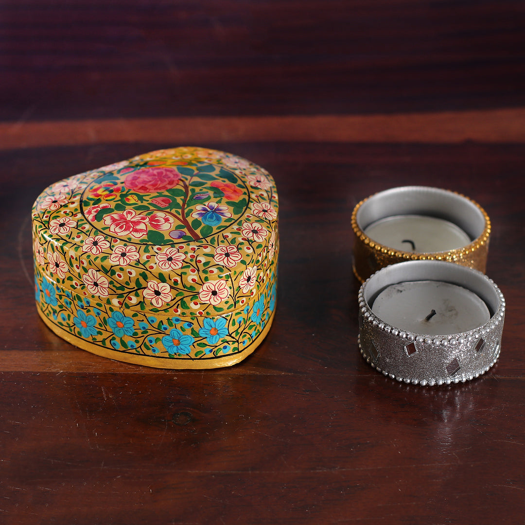 Romantic Spring-Themed Papier Mache Heart Decorative Box - The Romantic Spring