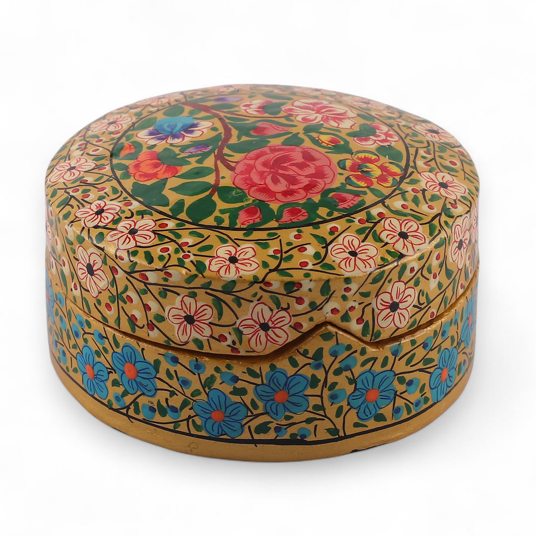 Baroque-Inspired Floral Papier Mache Decorative Box (Small) - The Oval Spring