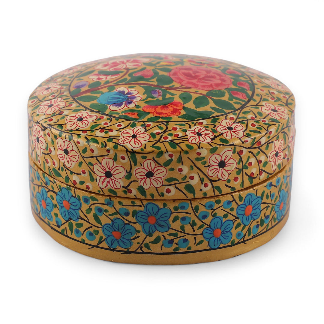 Baroque-Inspired Floral Papier Mache Decorative Box (Small) - The Oval Spring