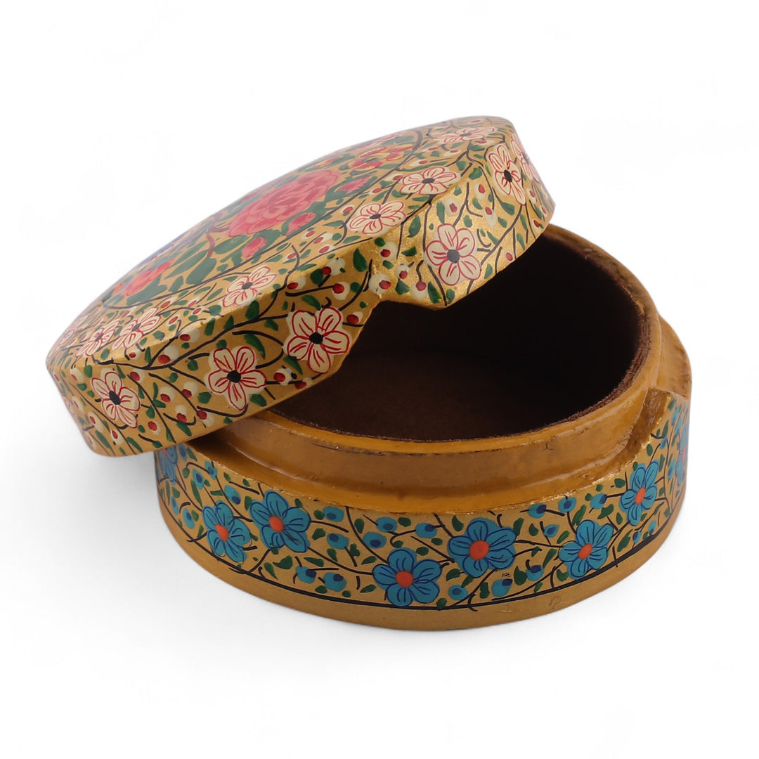 Baroque-Inspired Floral Papier Mache Decorative Box (Small) - The Oval Spring