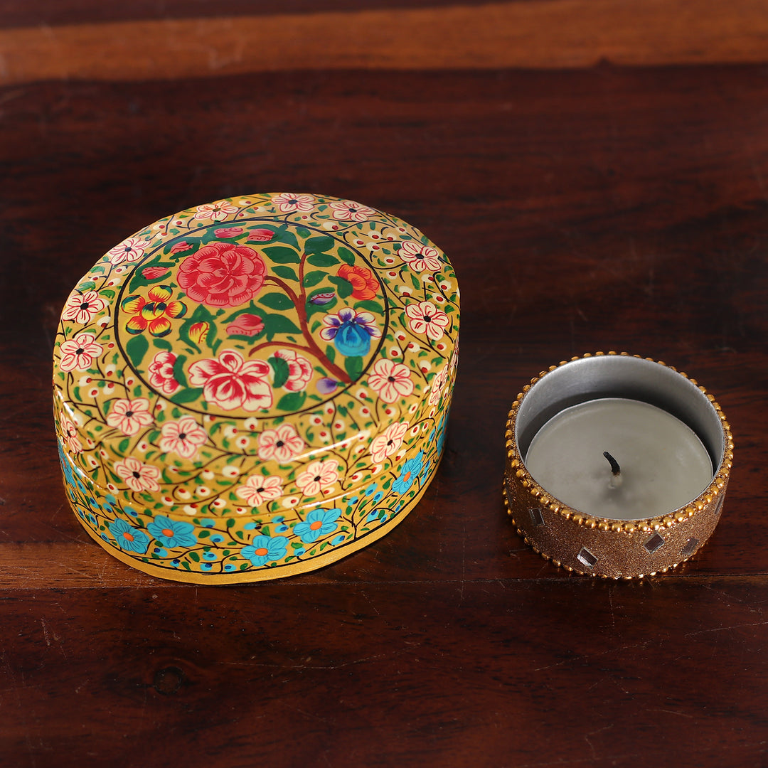 Baroque-Inspired Floral Papier Mache Decorative Box (Small) - The Oval Spring