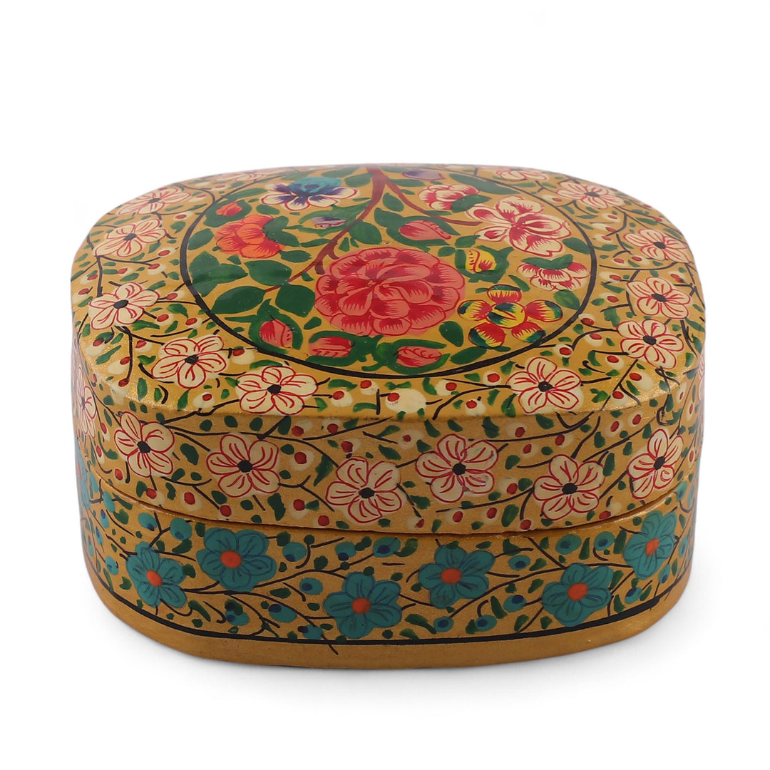 Painted Baroque-Inspired Floral Papier Mache Decorative Box - The True Spring