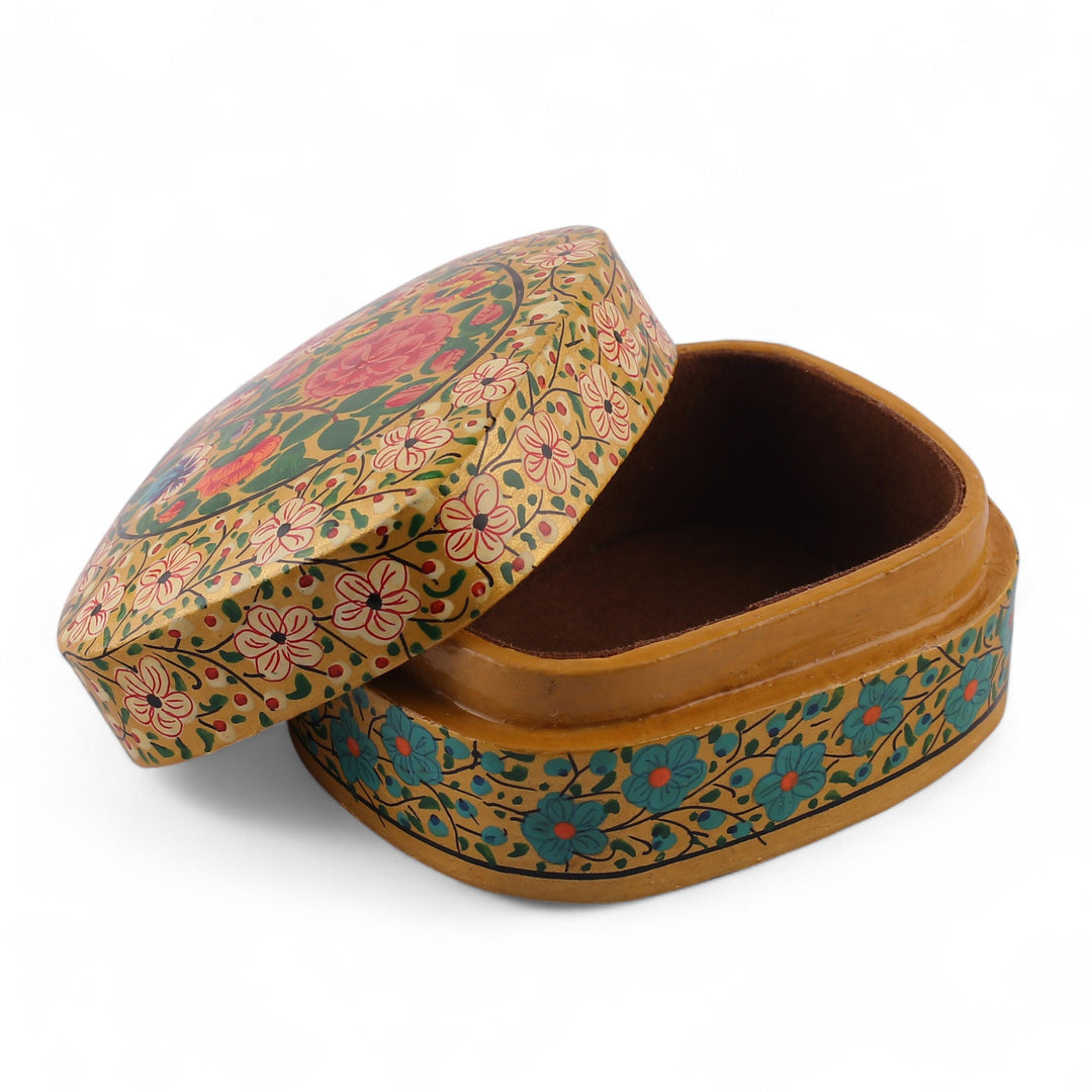 Painted Baroque-Inspired Floral Papier Mache Decorative Box - The True Spring