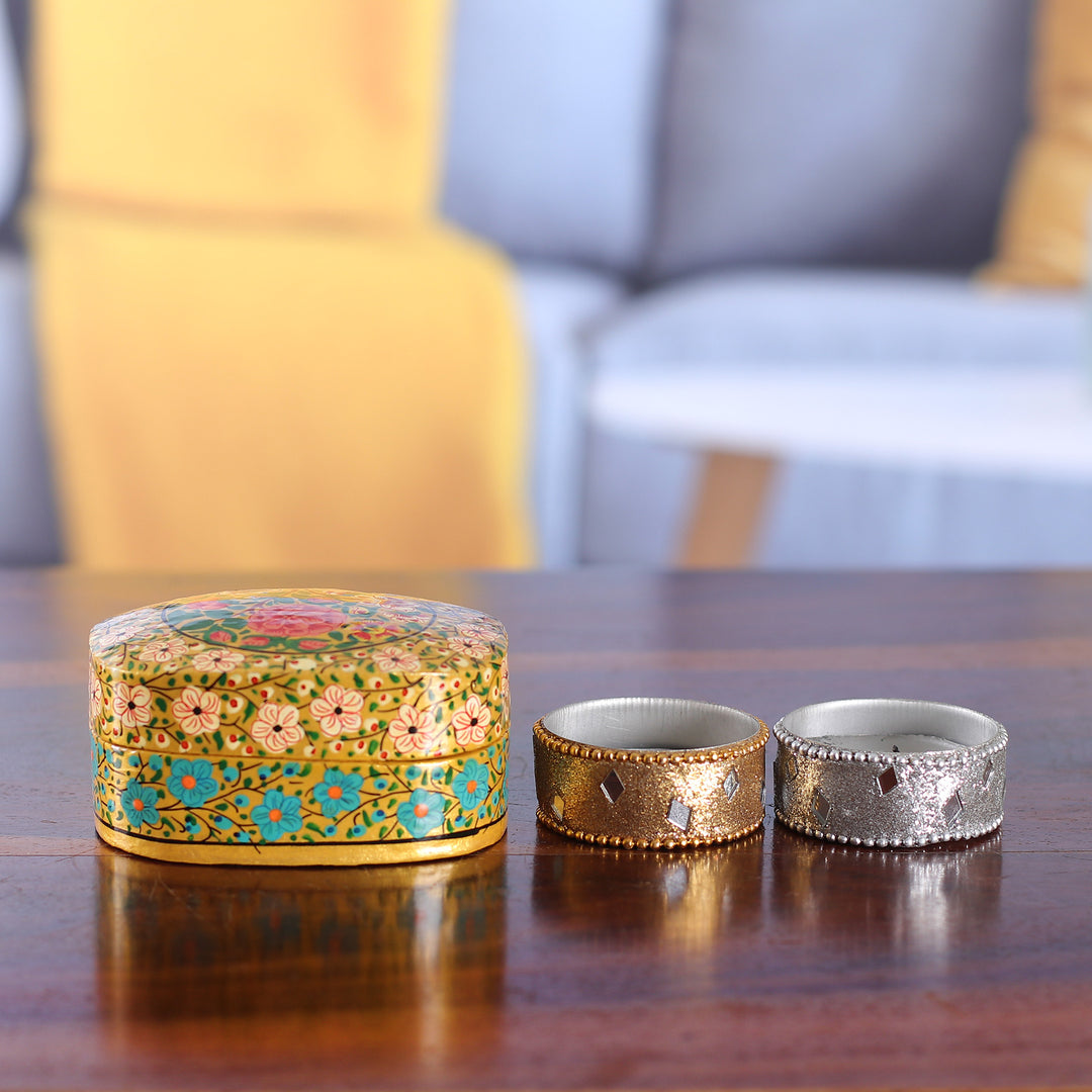 Painted Baroque-Inspired Floral Papier Mache Decorative Box - The True Spring