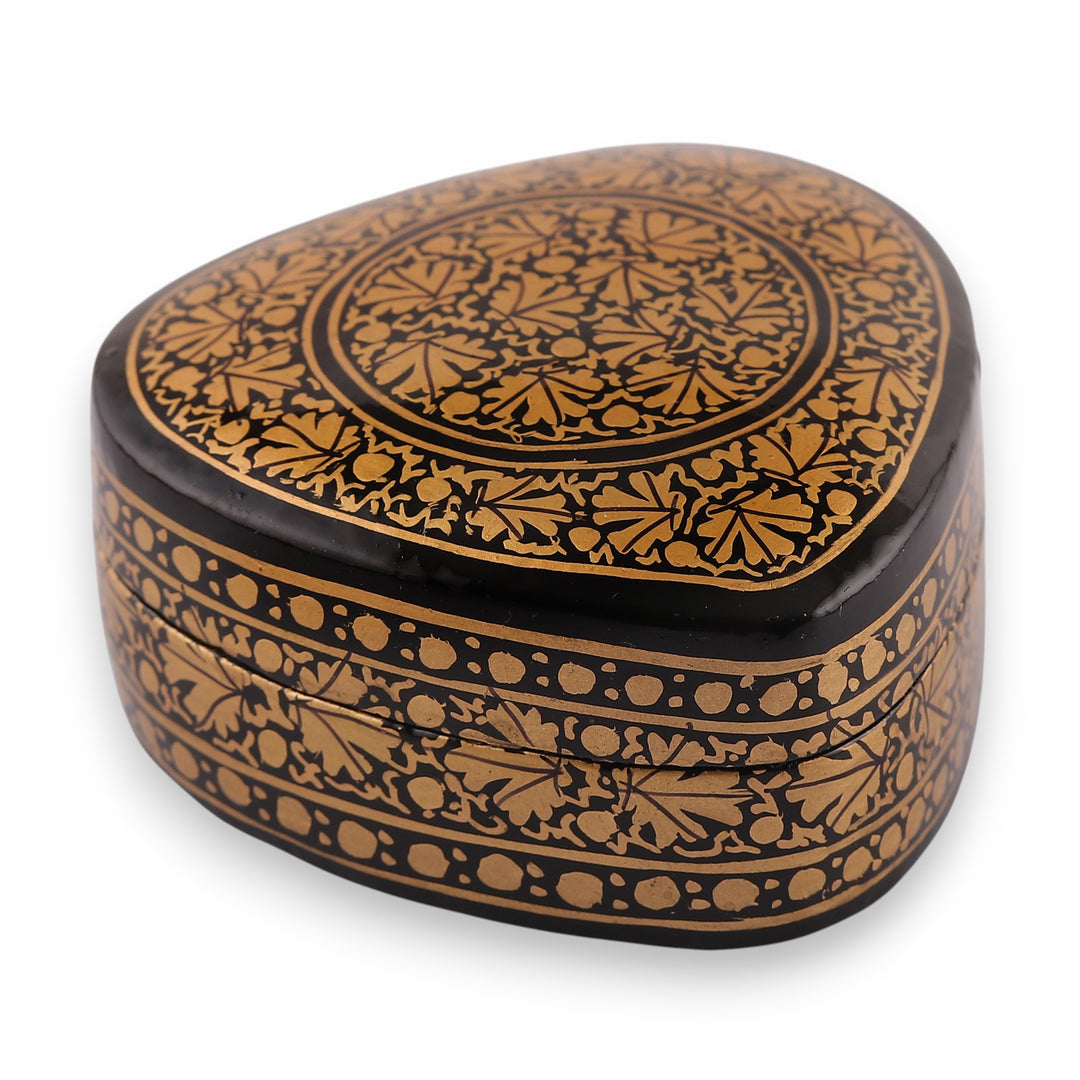 Heart-Shaped Leaf-Themed Papier Mache Wood Decorative Box - Loving Vine