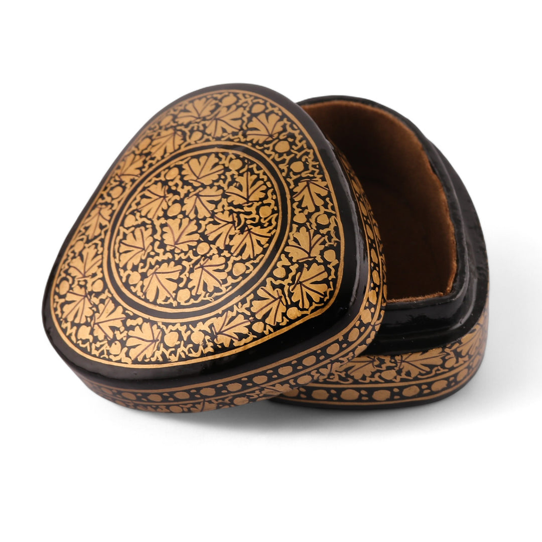 Heart-Shaped Leaf-Themed Papier Mache Wood Decorative Box - Loving Vine