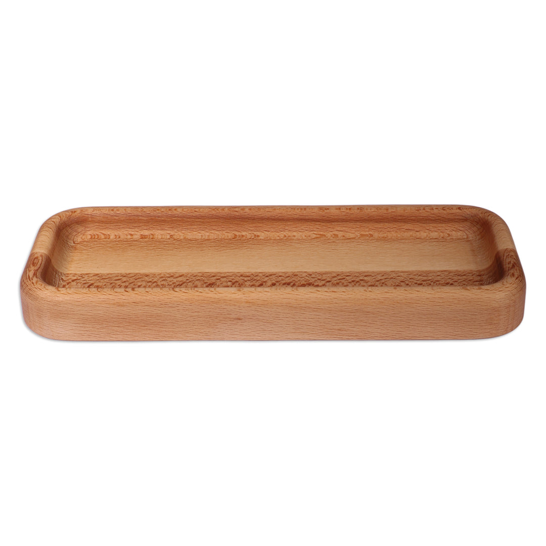 Minimalist Polished Rectangular Beechwood Appetizer Plate - Ambrosia Line