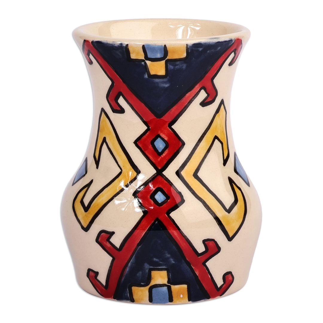 Handcrafted Artsakh-Patterned Ceramic Mini Vase from Armenia - Artsakh Heritage