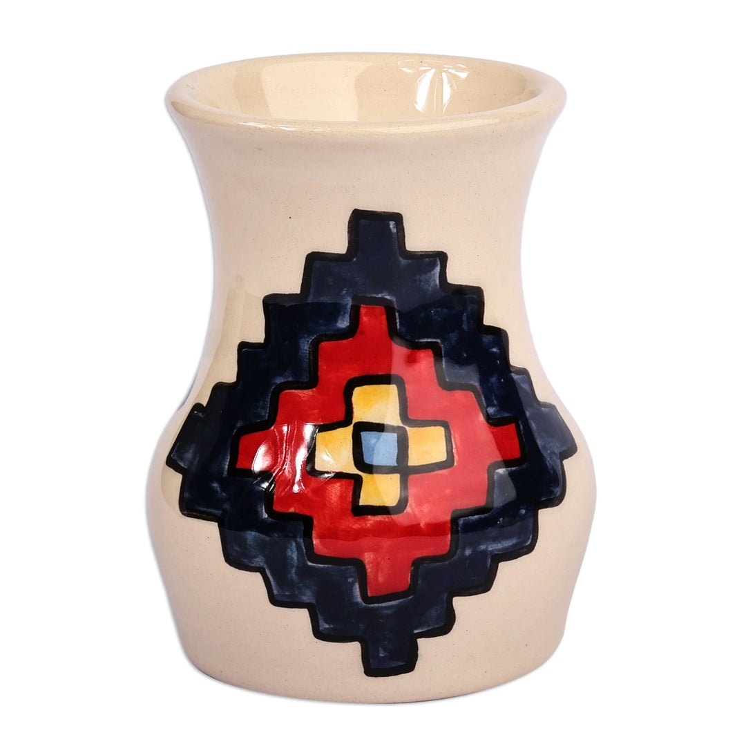 Handcrafted Artsakh-Patterned Ceramic Mini Vase from Armenia - Artsakh Heritage