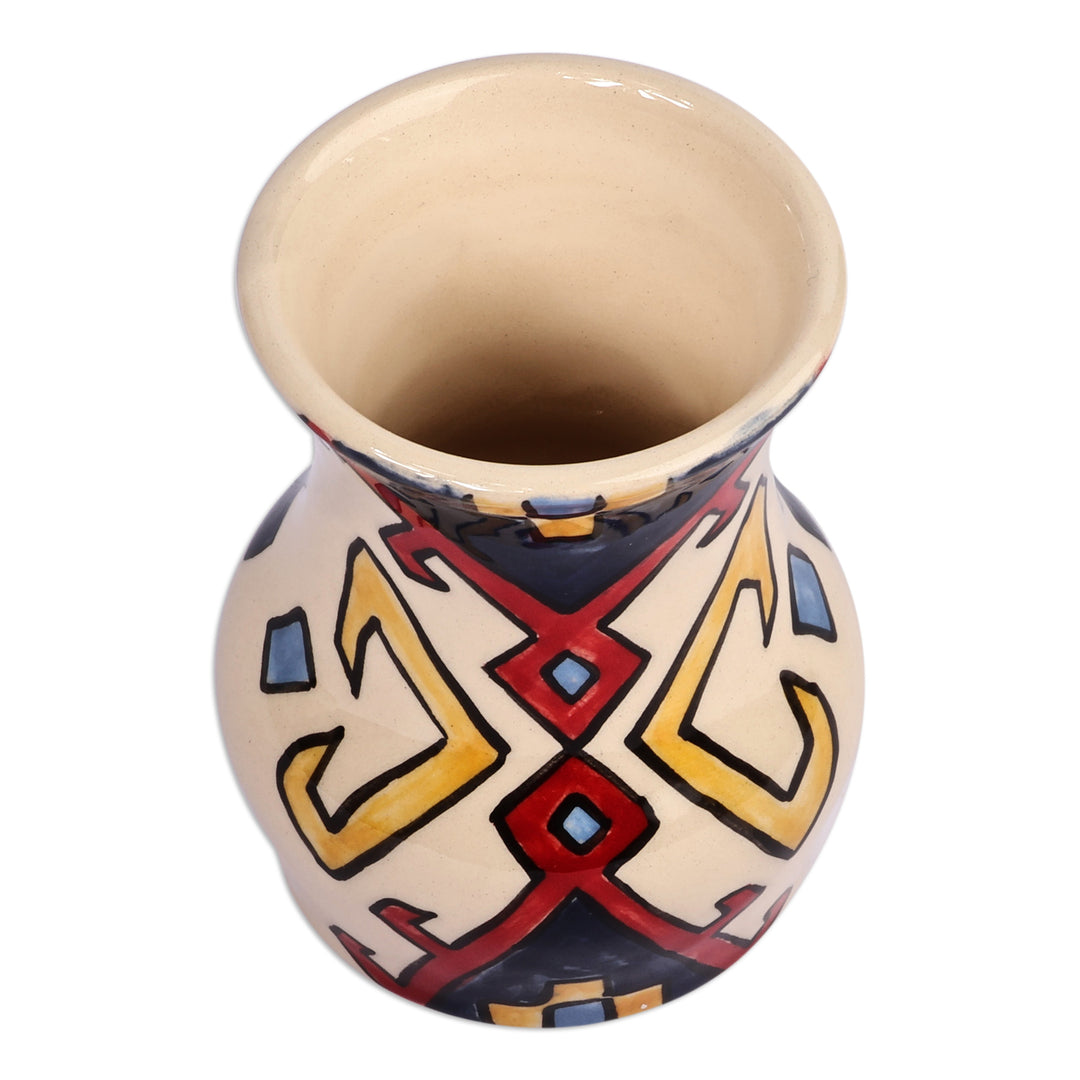 Handcrafted Artsakh-Patterned Ceramic Mini Vase from Armenia - Artsakh Heritage